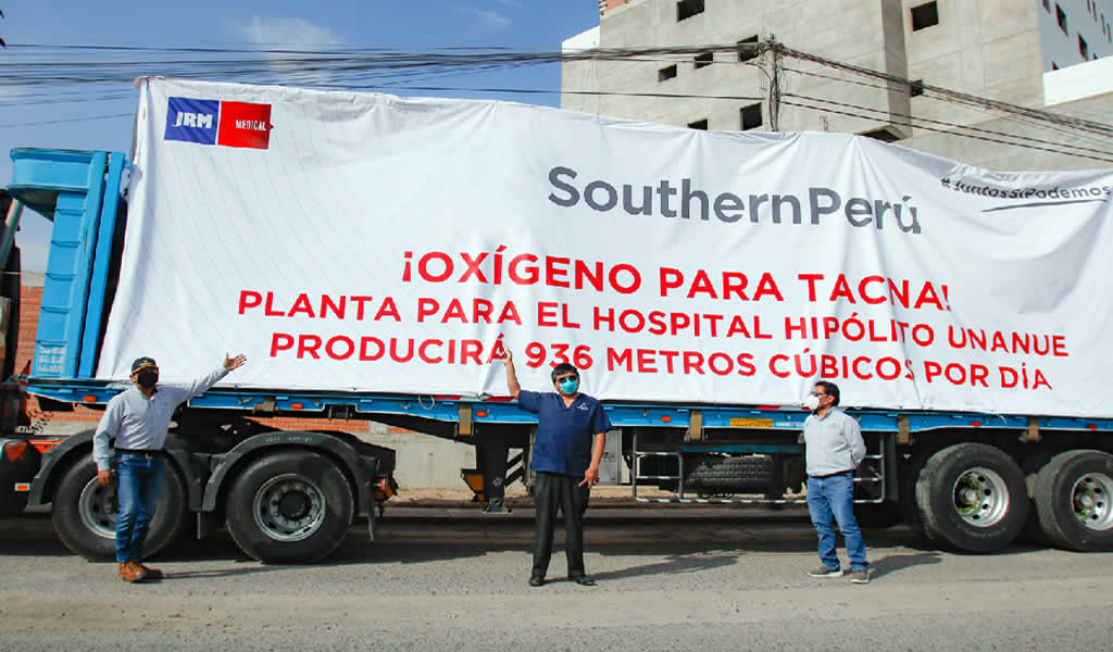 Southern Perú entrega planta de oxígeno que producirá 936 m3 por día