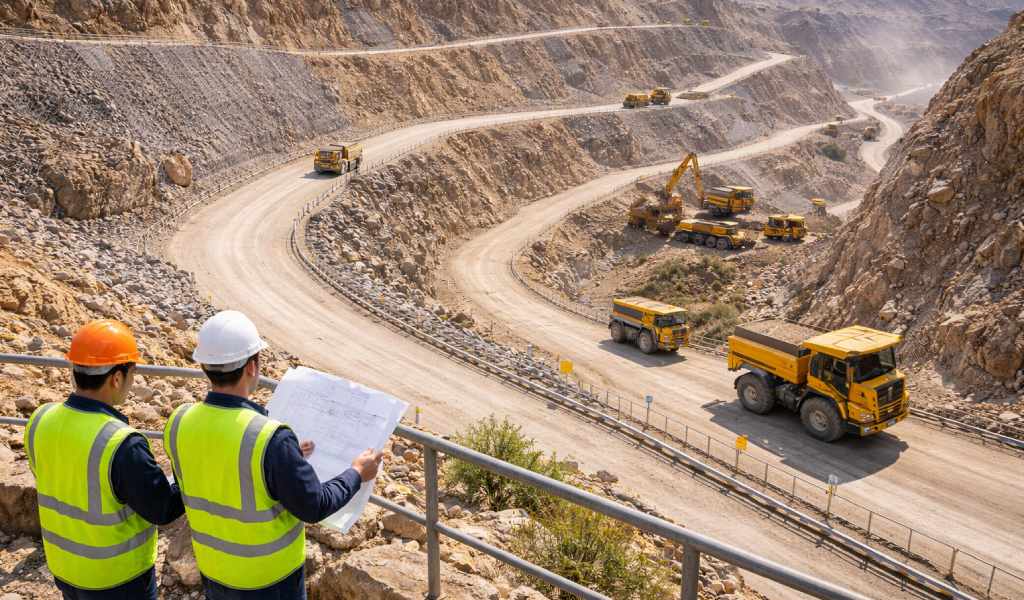 Diseño de rampas en minas a cielo abierto: criterios de seguridad, pendiente y productividad